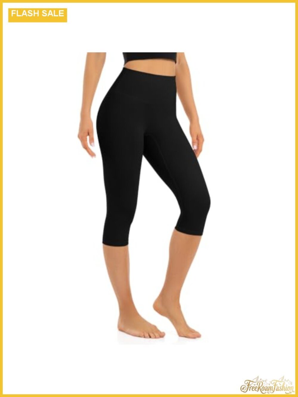 High Waisted Seamless Yoga Leggings with Tummy Control Workout Capri No Front